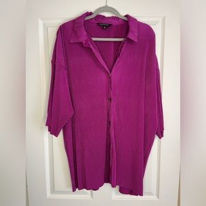 Button Down Violet Dressy Top 1X